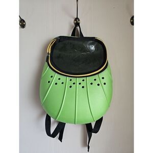 Round Crocs Backpack Bag Zip Green Croslite Holes Jibbitz Holes Embossed RARE